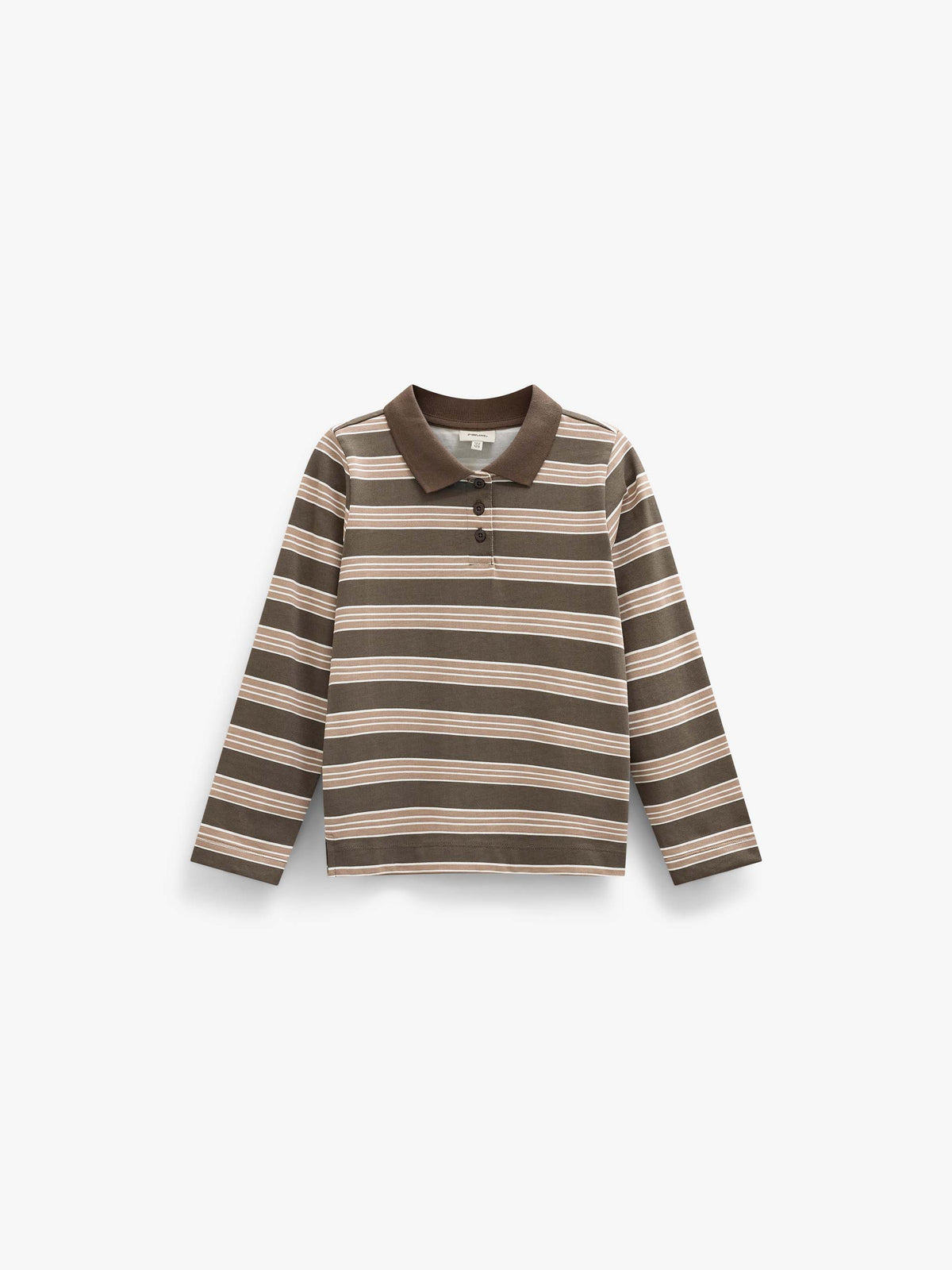 Striped Long-Sleeve Jersey Polo - Tween - Brown | 101696 Hope