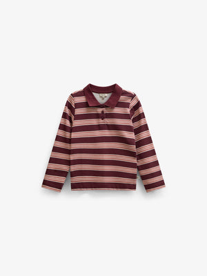Striped Long-Sleeve Jersey Polo - Tween - Bordeaux | 101698 Hope
