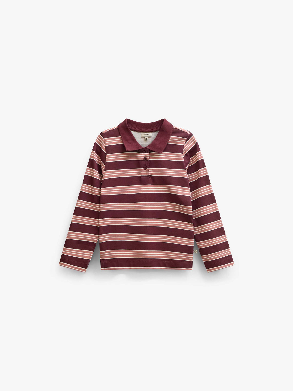 Striped Long-Sleeve Jersey Polo - Tween - Bordeaux | 101698 Hope