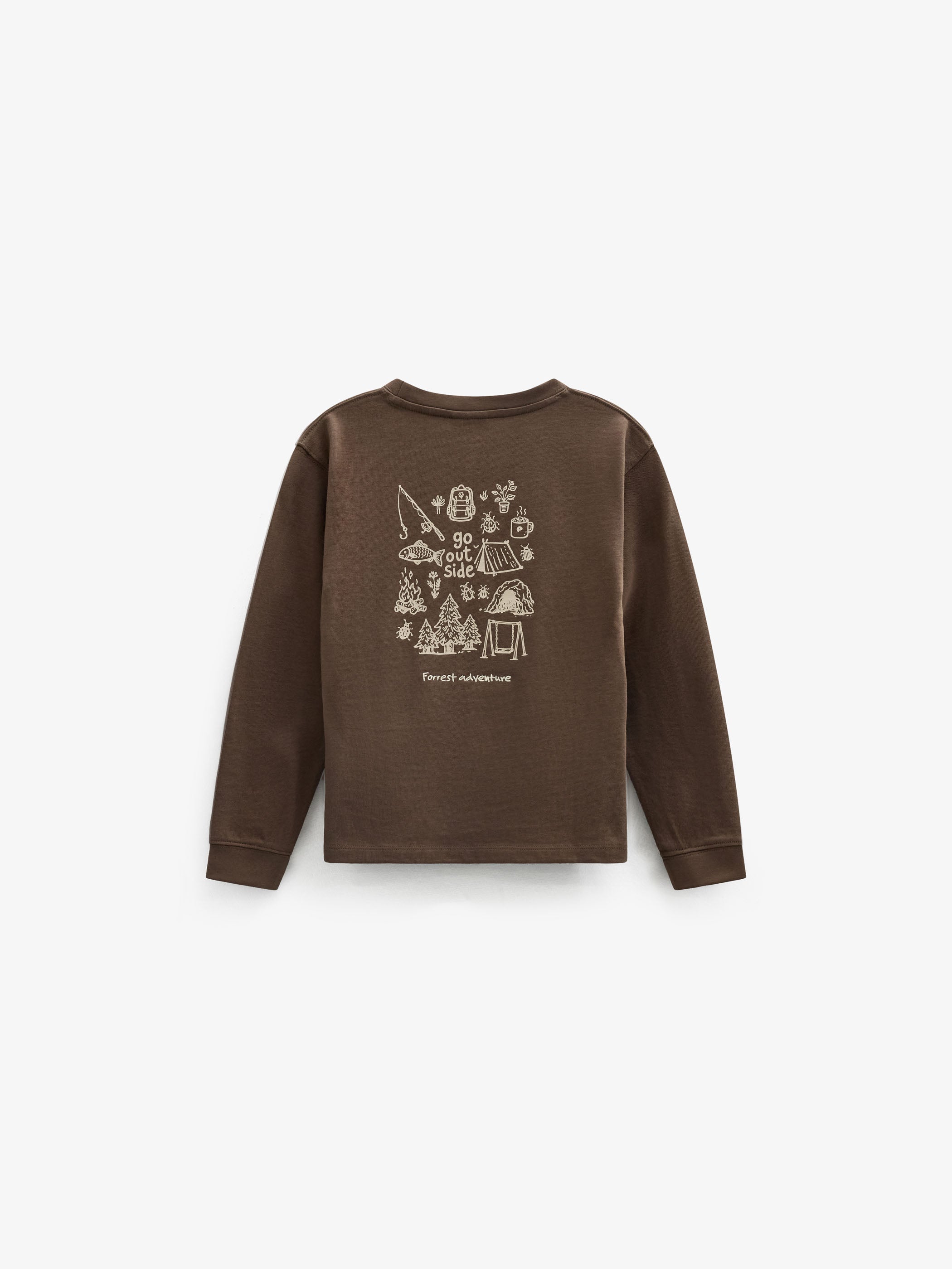 Long-Sleeve T-Shirt with Back Print - Tween - Brown | 101710 Weston