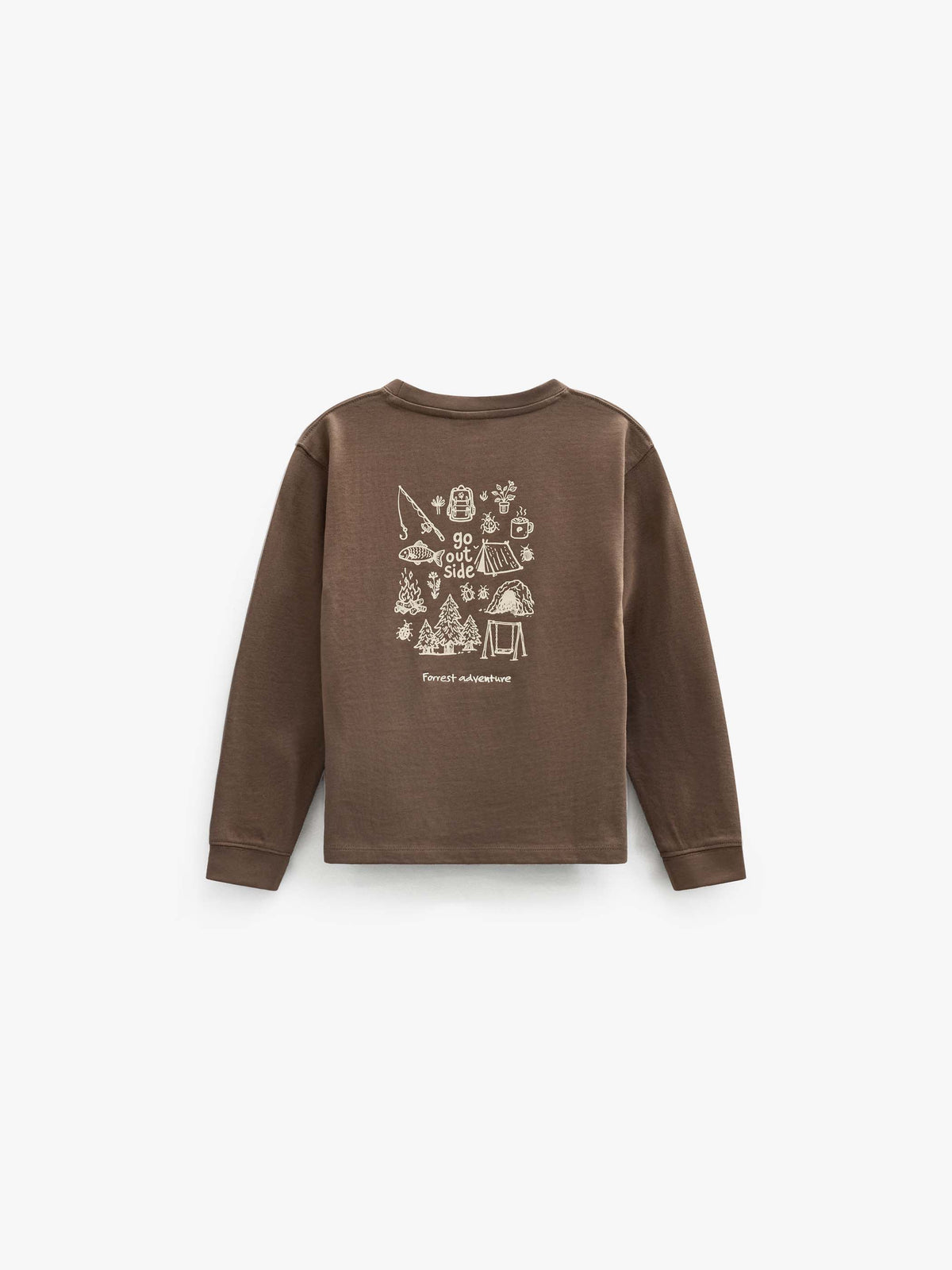 Long-Sleeve T-Shirt with Back Print - Kids - Brown | 101709 Weston