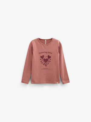Long-Sleeve T-Shirt with Front Print - Tween - Dusty Rose | 101714 Piper