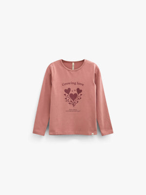 Long-Sleeve T-Shirt with Front Print - Tween - Dusty Rose | 101714 Piper