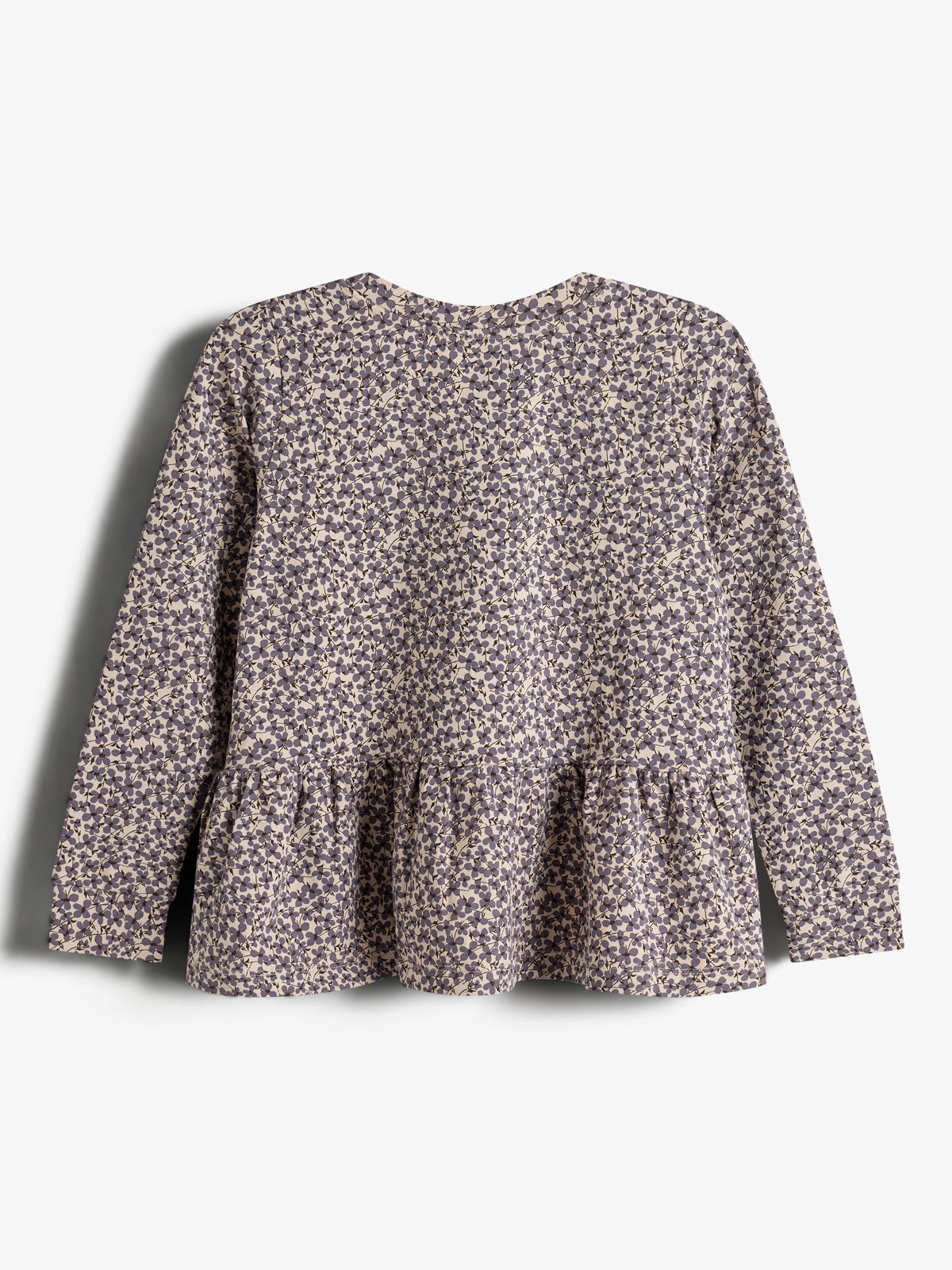 Jersey Peplum Blouse w. Ditsy Print - Kids - Dusty Purple