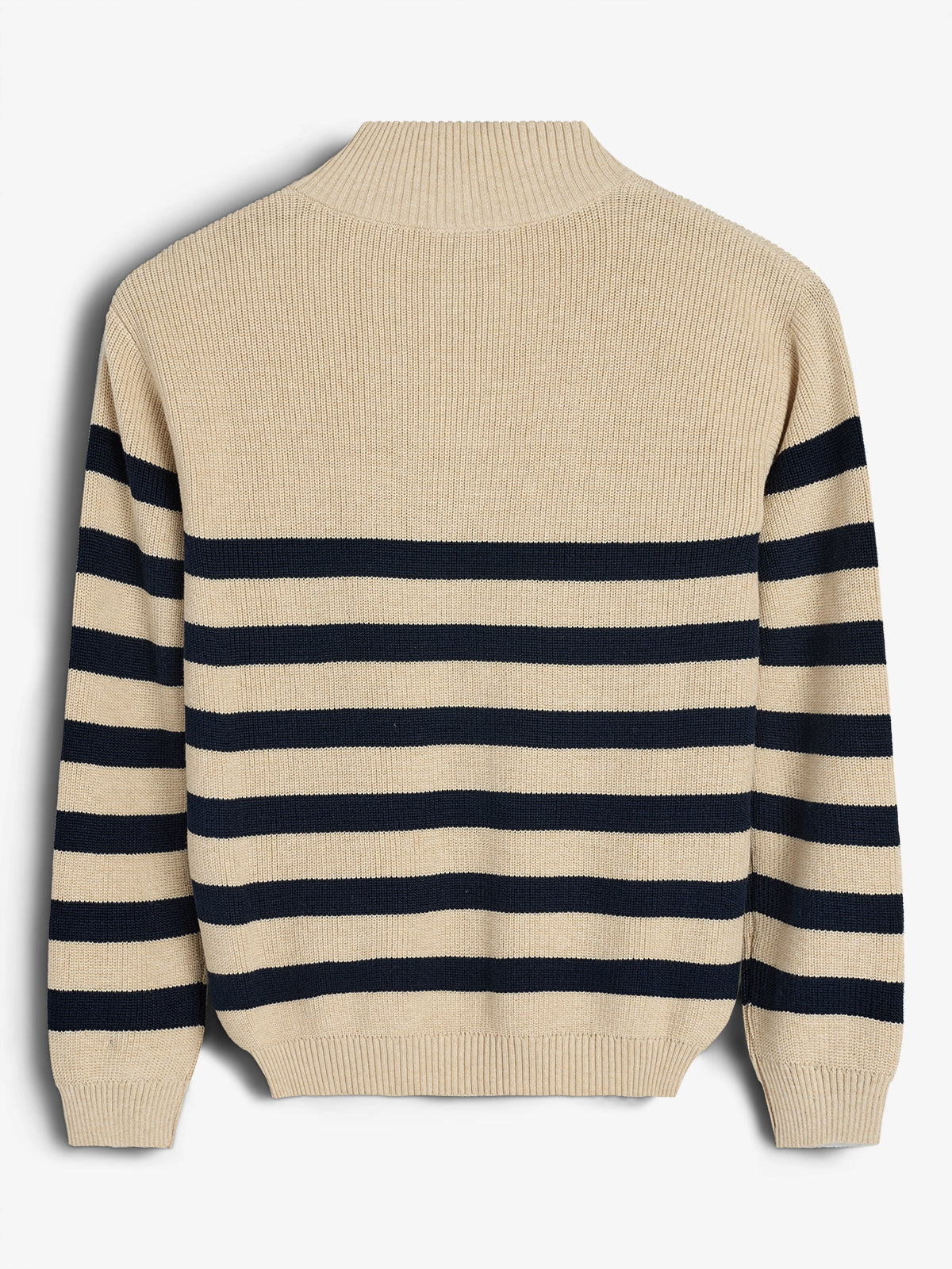 Quarter Zip Sweater - Kids - Beige/Navy