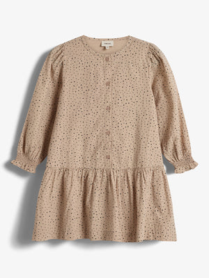 Cotton Dress w. Micro Dots - Kids - Moonlight