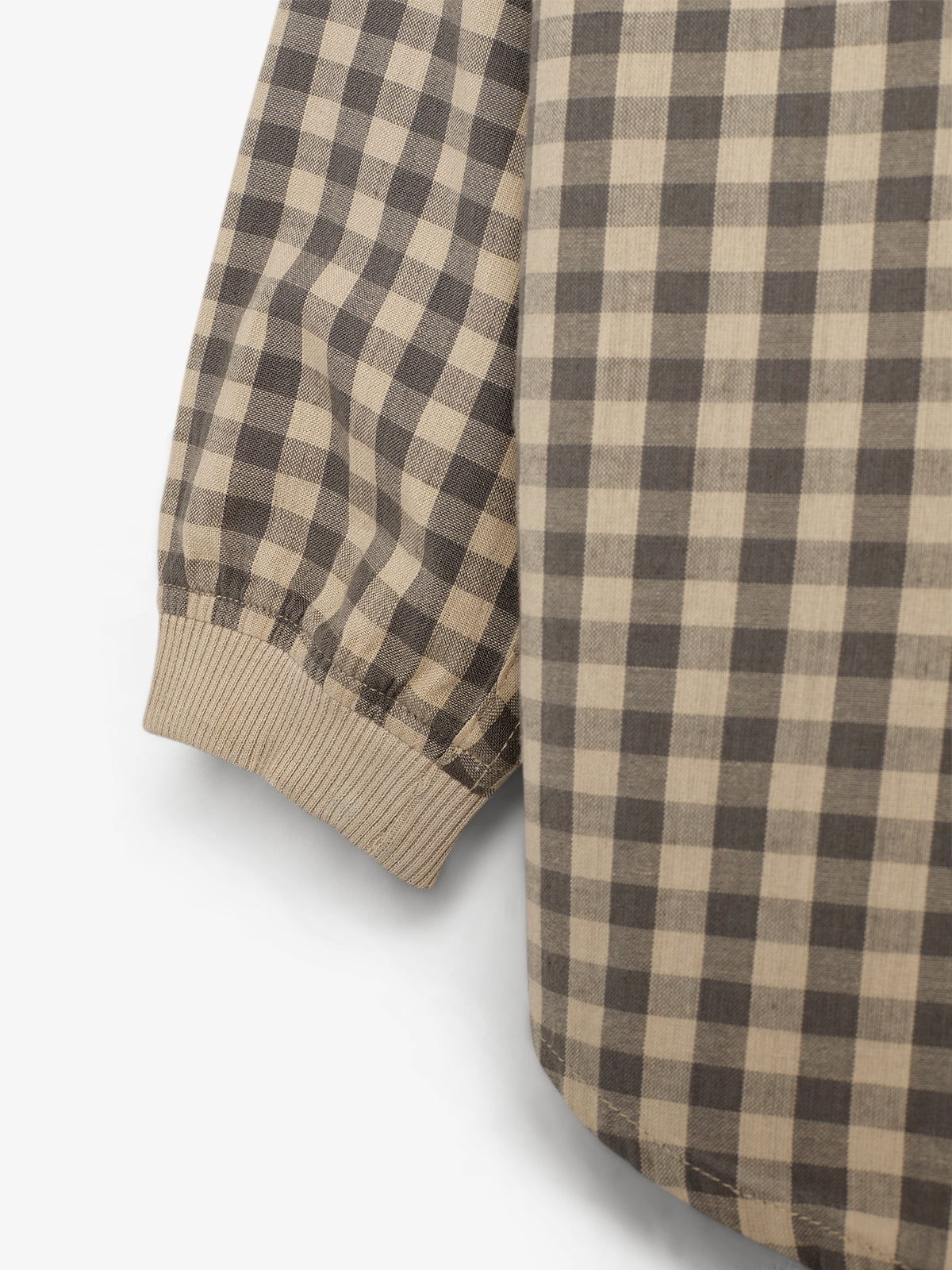 Micro Gingham Cotton Shirt - Kids - Grey/Beige