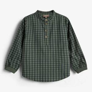Micro Gingham Cotton Shirt - Kids - Green
