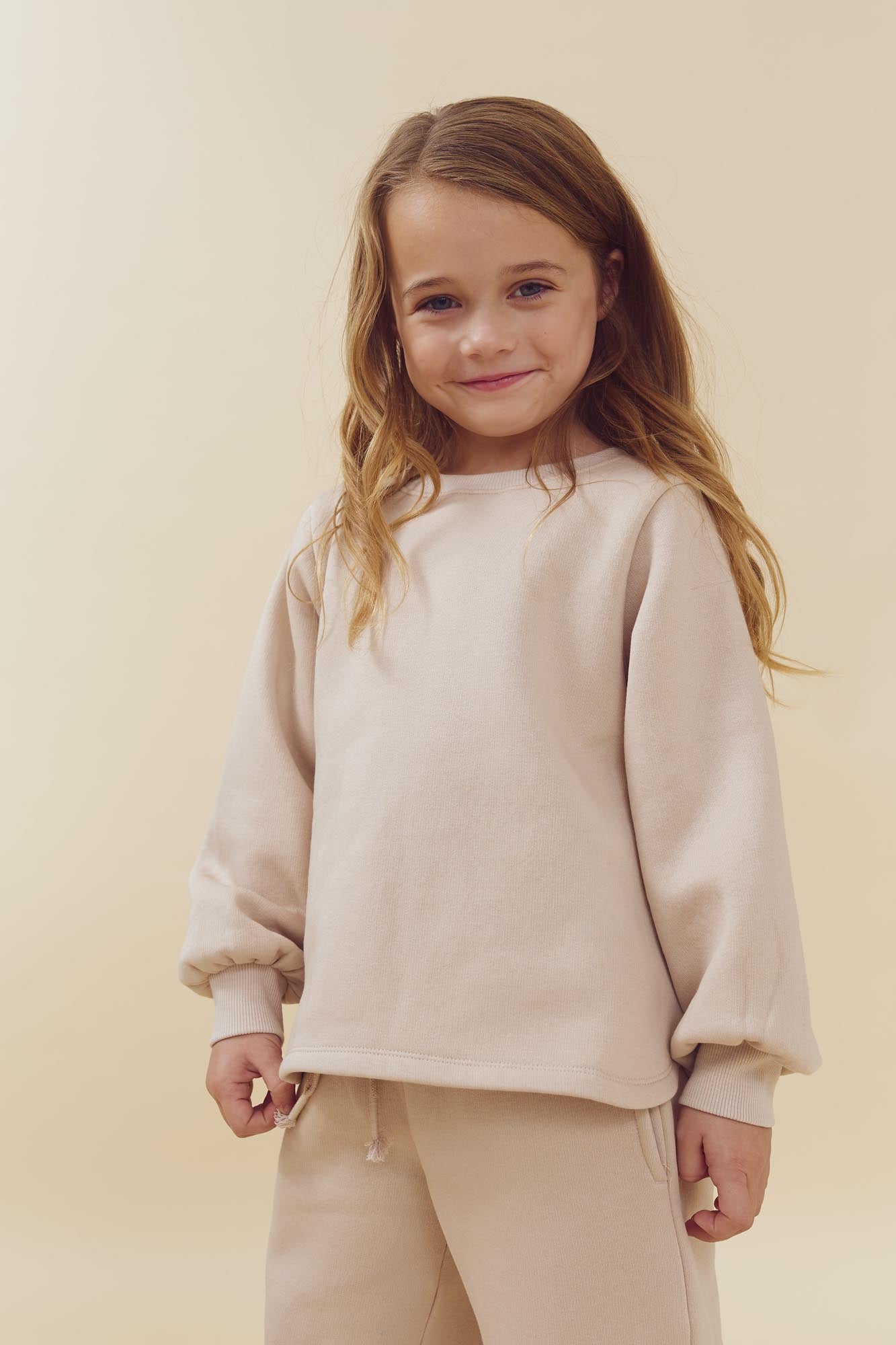 Sweatshirt w. Curved Hem - Kids - Moonlight