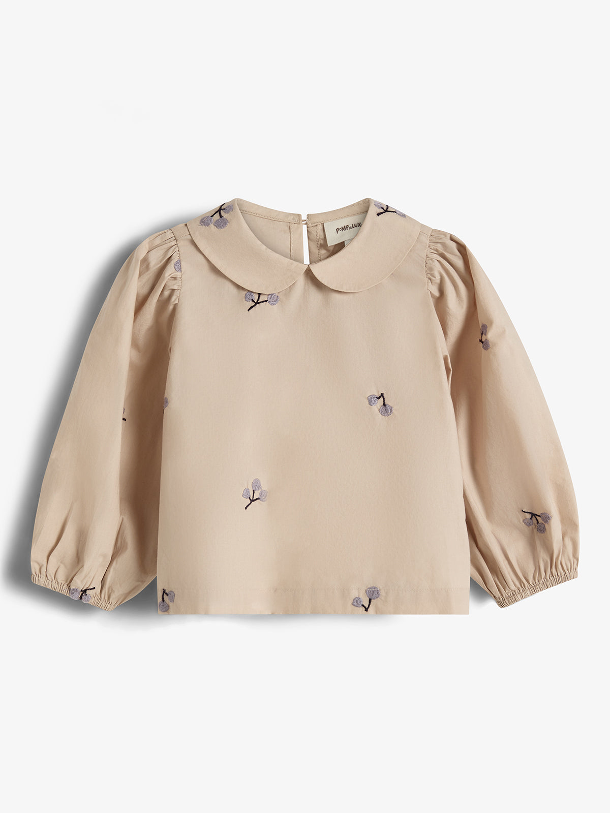 Poplin Blouse w. Embroidery - Kids - Moonlight/Purple