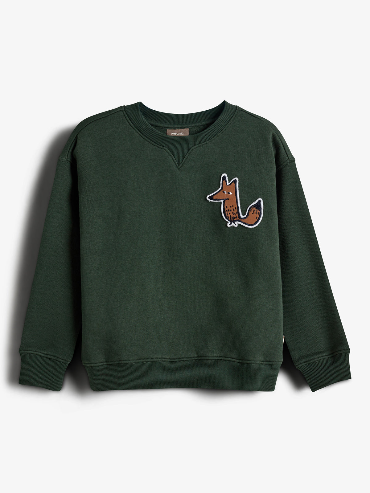 Sweatshirt Fox Badge - Kids - Dark Green