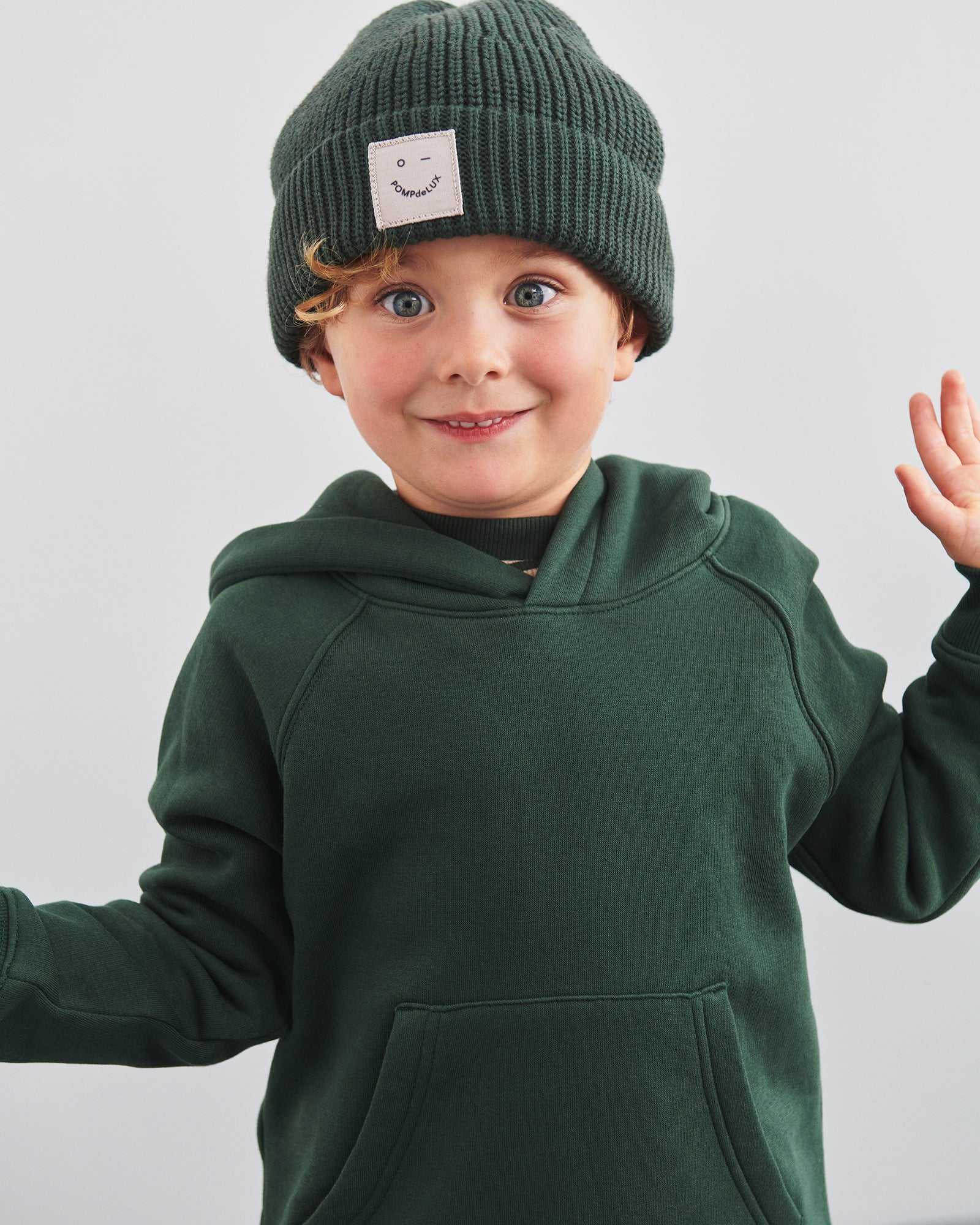 Hoodie w. Kangaroo Pocket - Kids - Dark Green