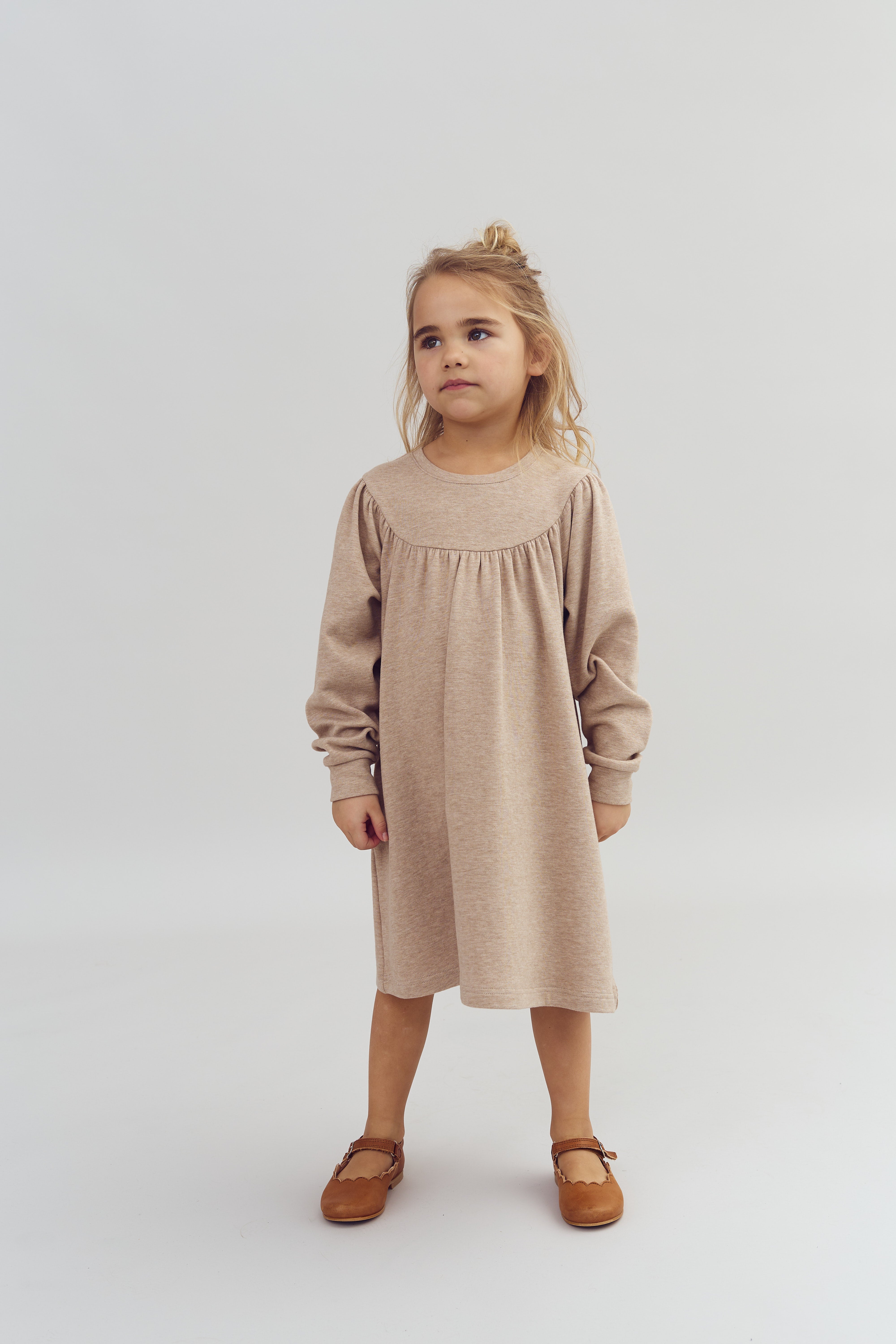 Plush Jersey Dress - Kids - Beige Melange