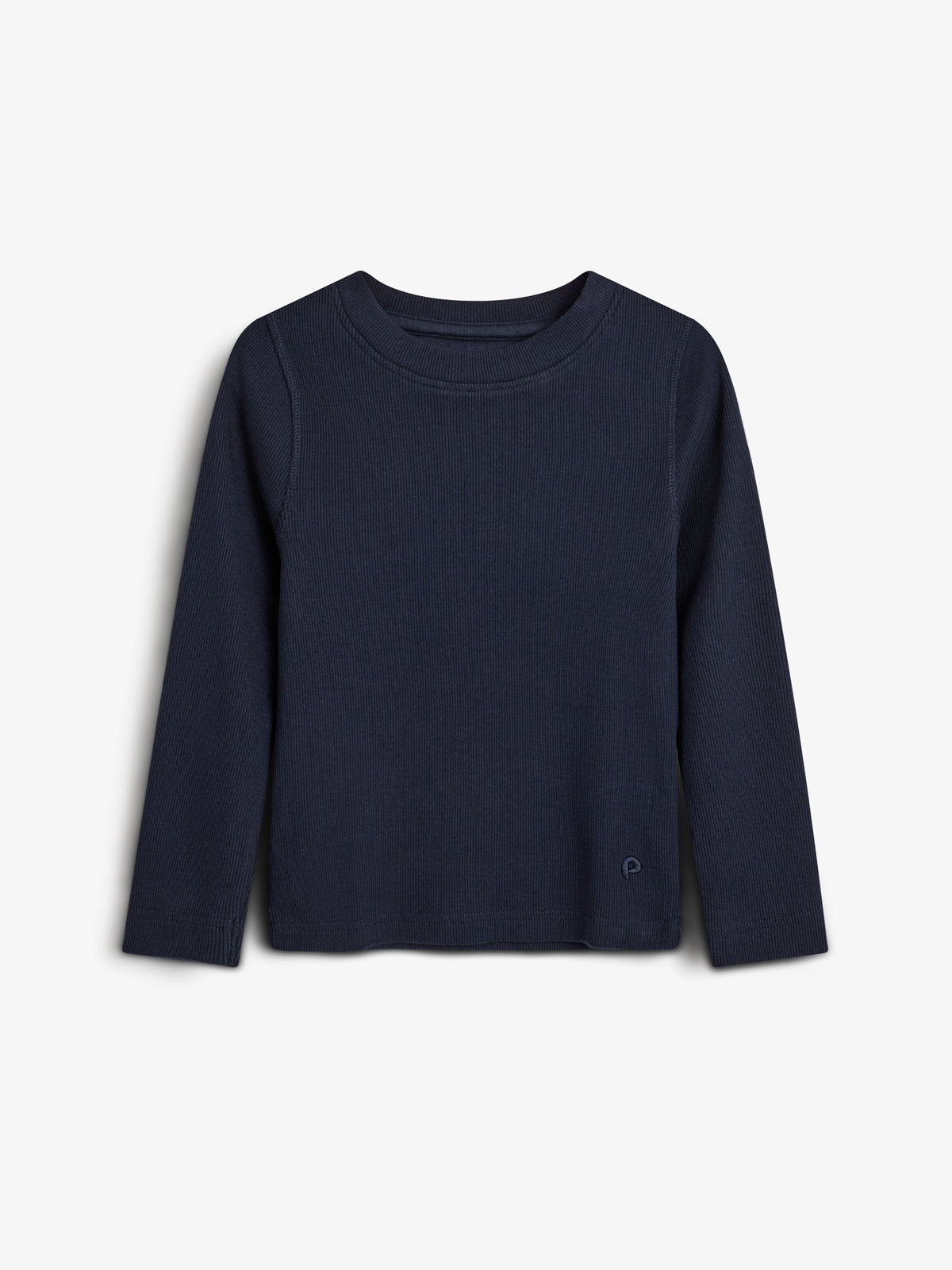 Long Sleeve Basic Rib T-shirt - Kids - Navy