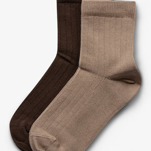 Socks 2-pack - Kids - Dark Earth/Dark Beige