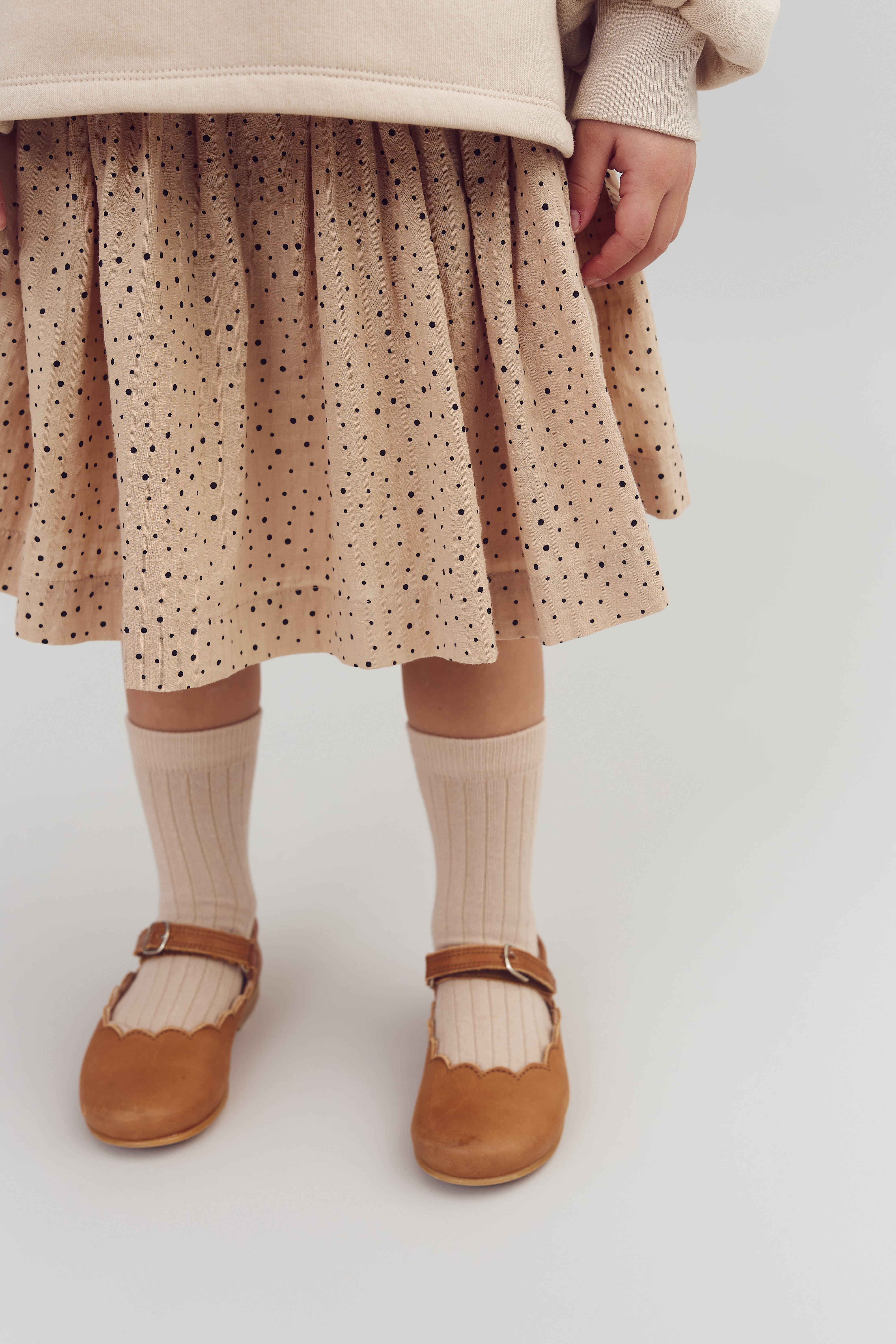 Cotton Skirt w. Micro Dots - Kids - Moonlight