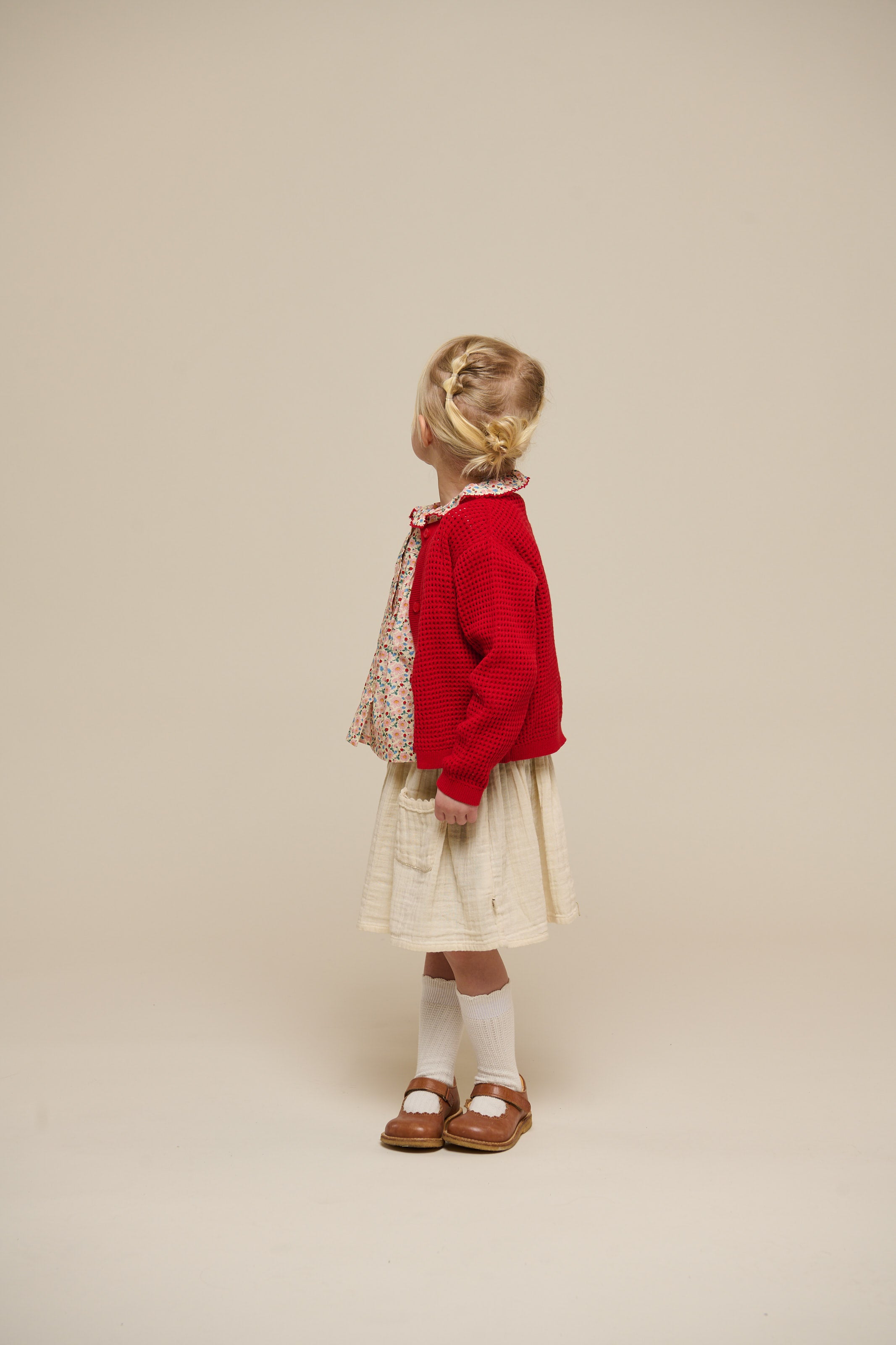 Cotton Knit Cardigan - Kids - Cherry Red | 101269 Katie