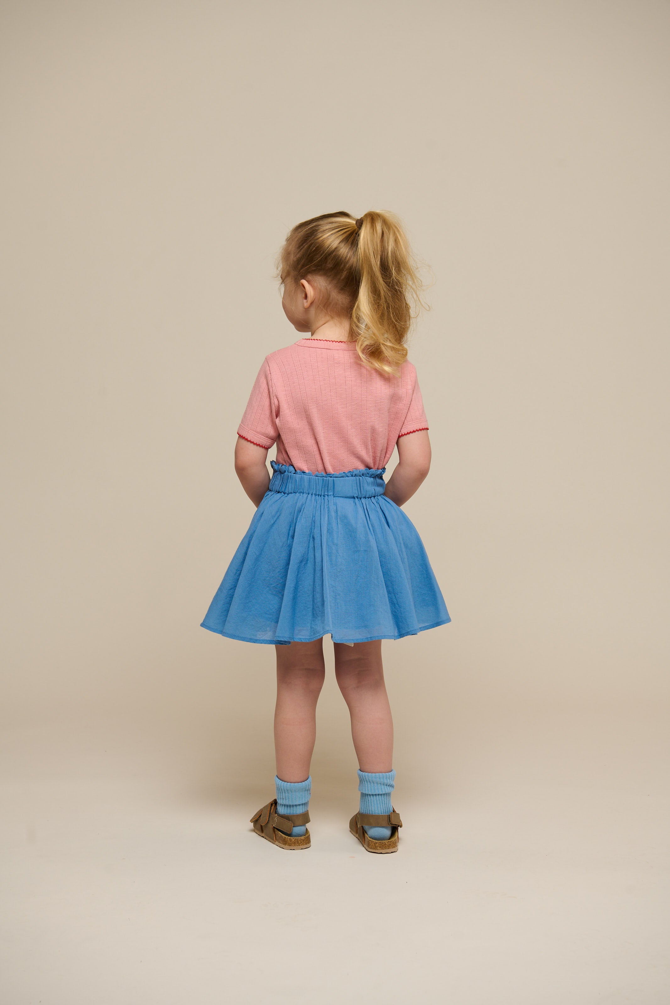 Pointelle t-shirt with contrast picot - Kids - Rose Tan | 101287 Drew