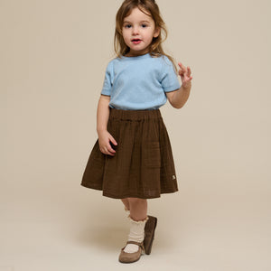 Pointelle t-shirt with contrast picot - Kids - Powder Blue | 101285 Drew