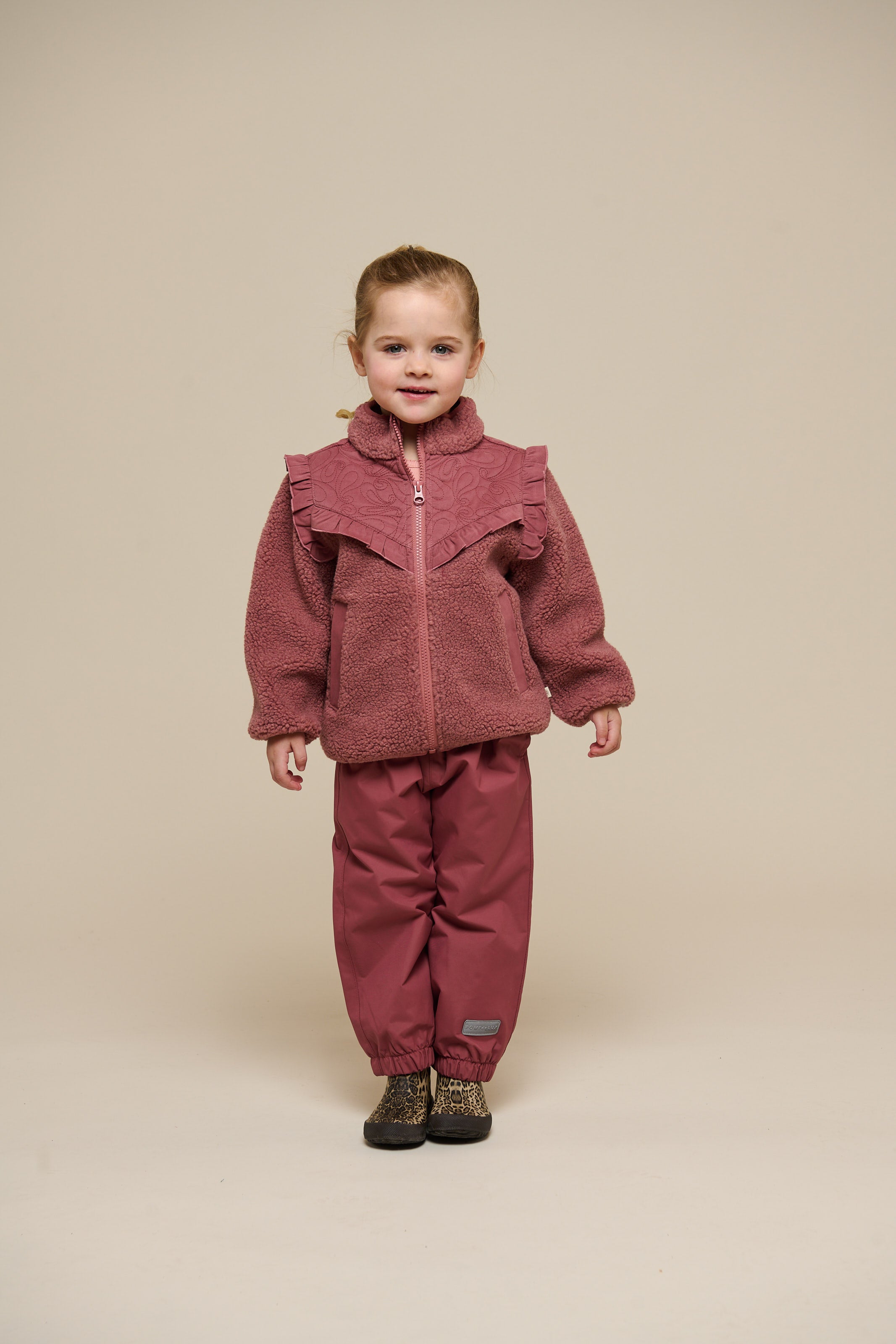 Pile Zip Jacket with Frills - Kids - Old Rose | 100636 Madison