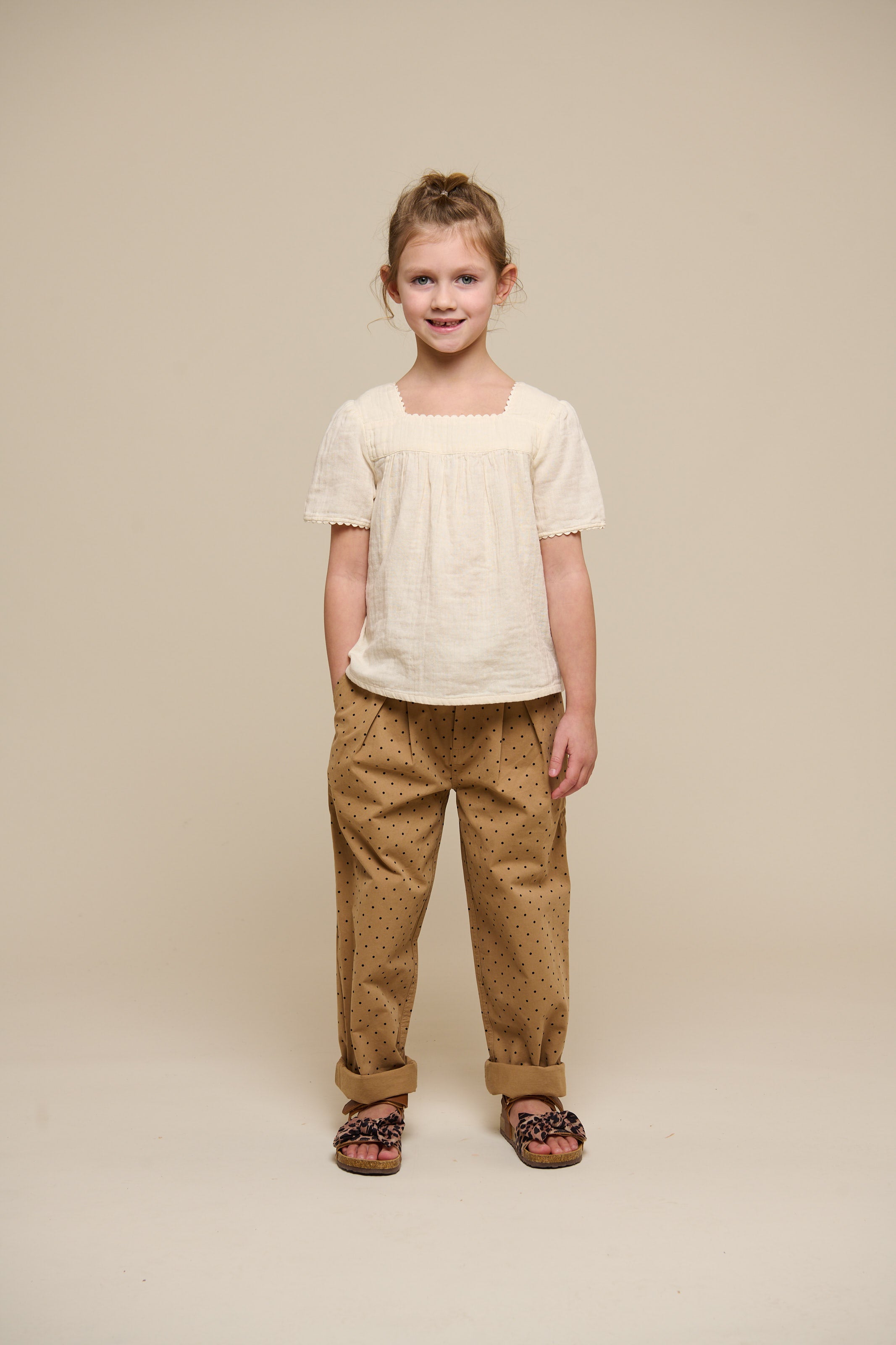 Twill trousers with Dot - Tween - Beige | 100615 Iris