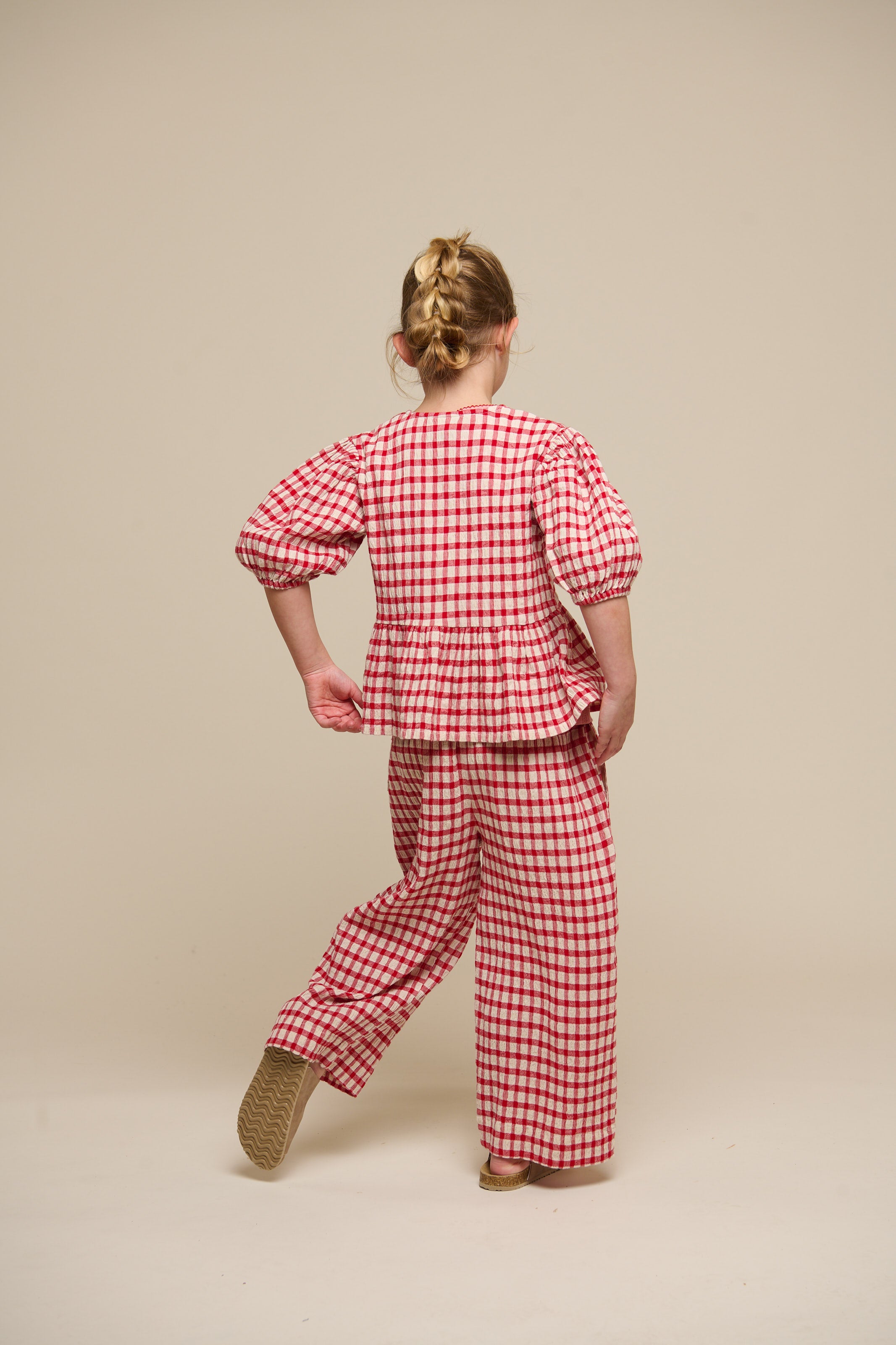 Checked Cotton Trousers - Tween - Cherry Red | 100907 Bonnie