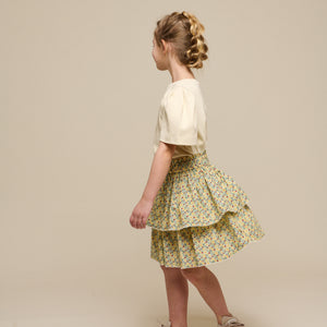 Flower Printed Poplin Frill Skirt - Tween - Green | 100955 Poppy