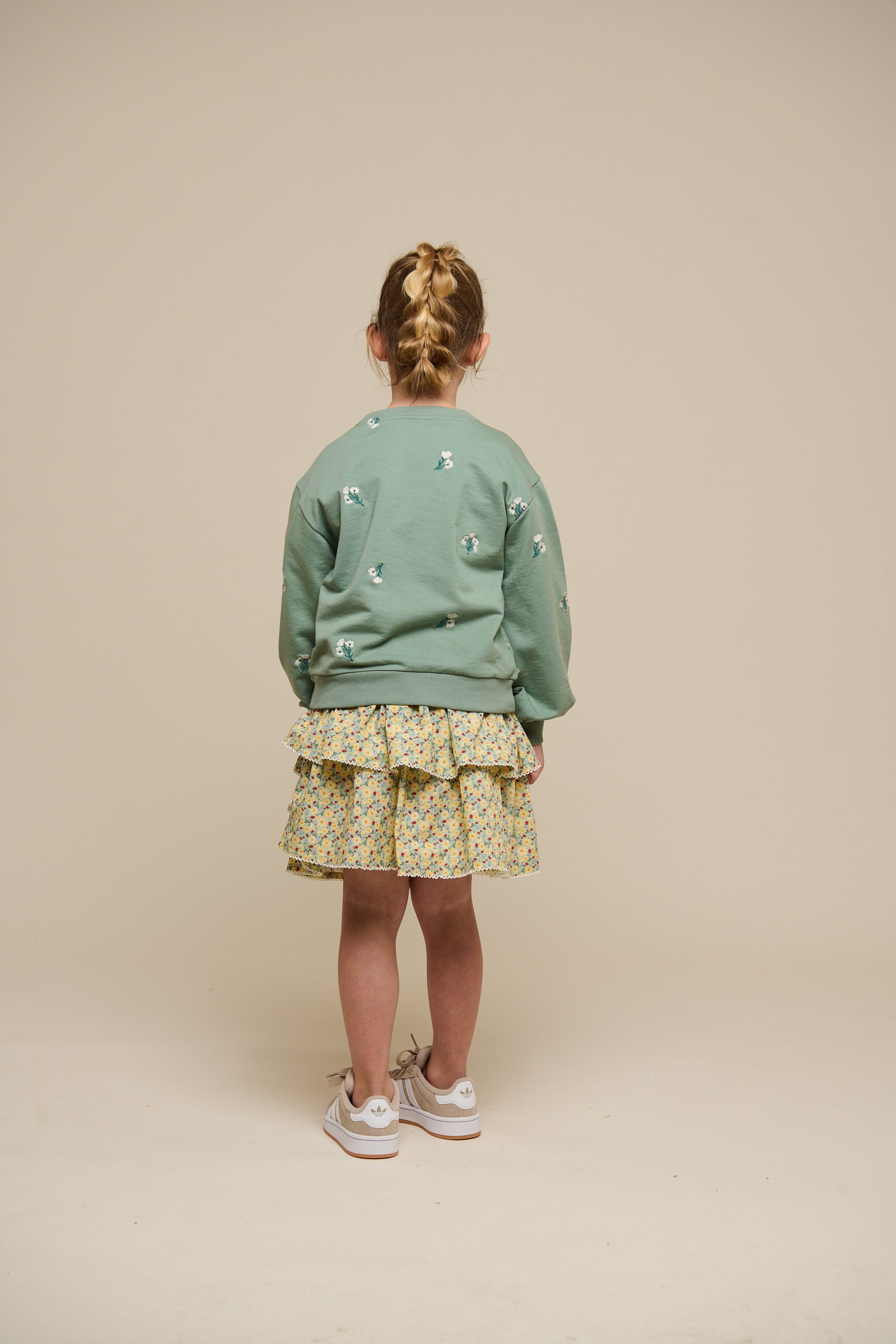 Embroidered Crewneck Sweatshirt - Tween - Dusty Green | 101212 Kimber