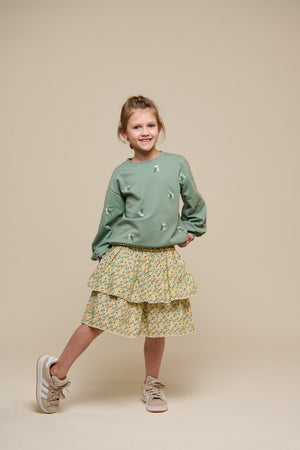 Embroidered Crewneck Sweatshirt - Tween - Dusty Green | 101212 Kimber