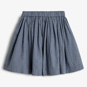 Cotton Skirt w. Micro Dots - Tween - Dusty Blue