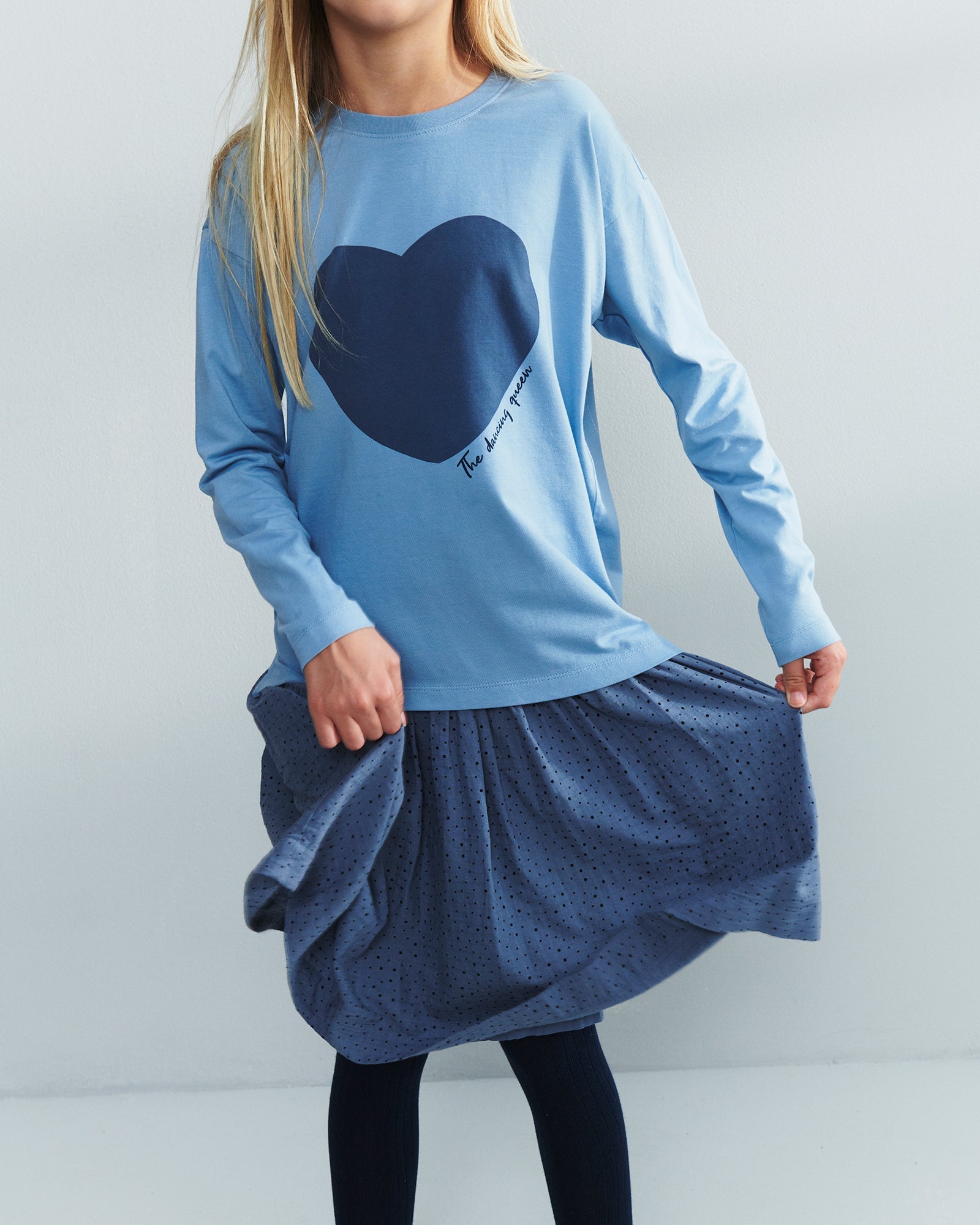 Heart Long Sleeve T-shirt - Tween - Blue