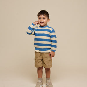 Knit Striped - Kids - Dusty Blue / Offwhite | 101283 Brady