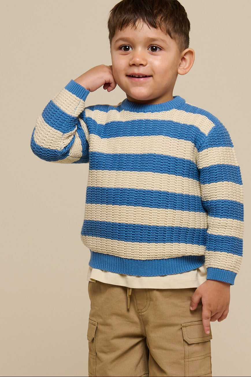 Knit Striped - Kids - Dusty Blue / Offwhite | 101283 Brady