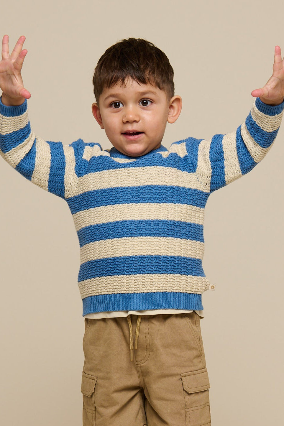 Knit Striped - Kids - Dusty Blue / Offwhite | 101283 Brady