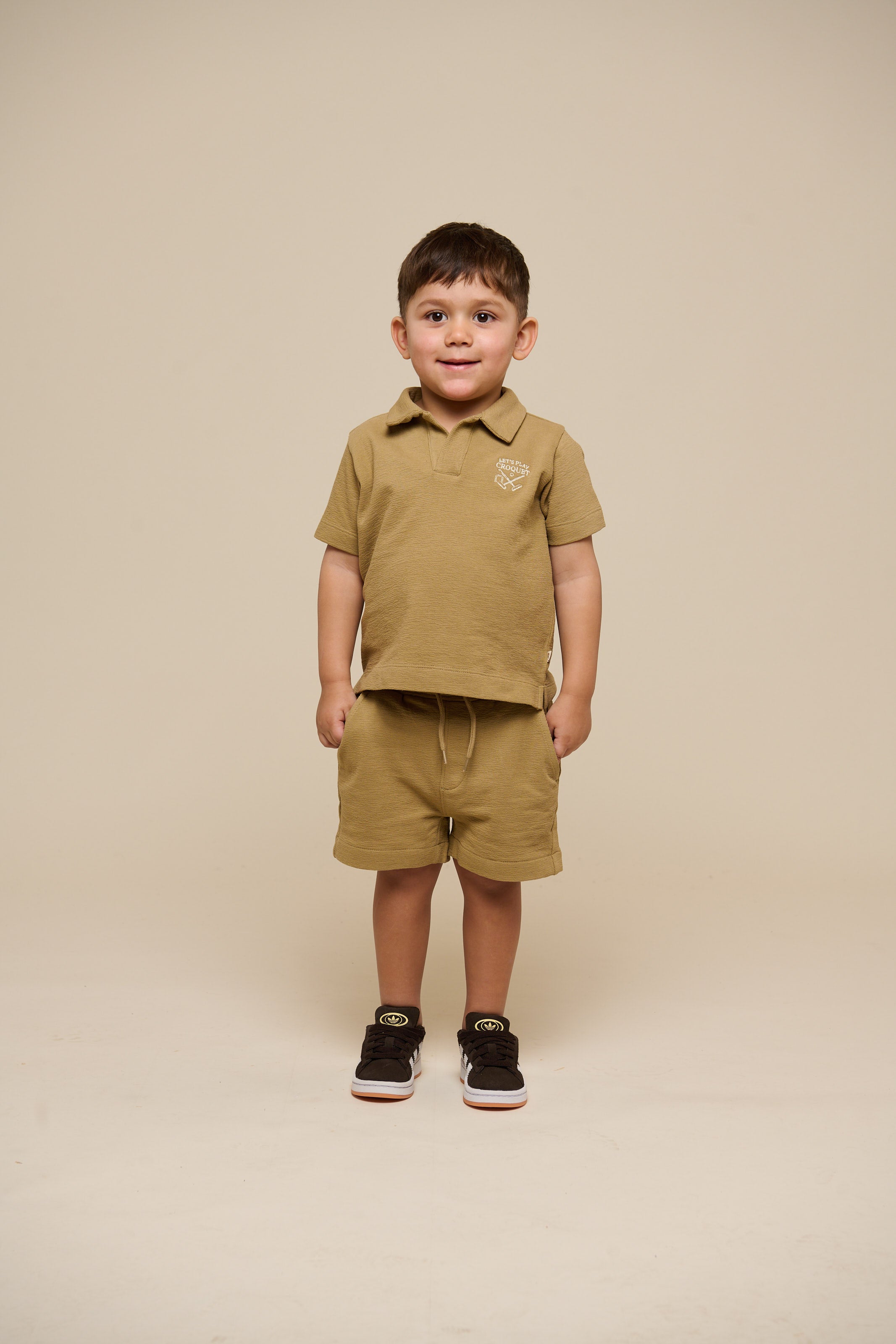 Textured Jersey Polo T-shirt - Kids - Khaki | 101217 Sonny