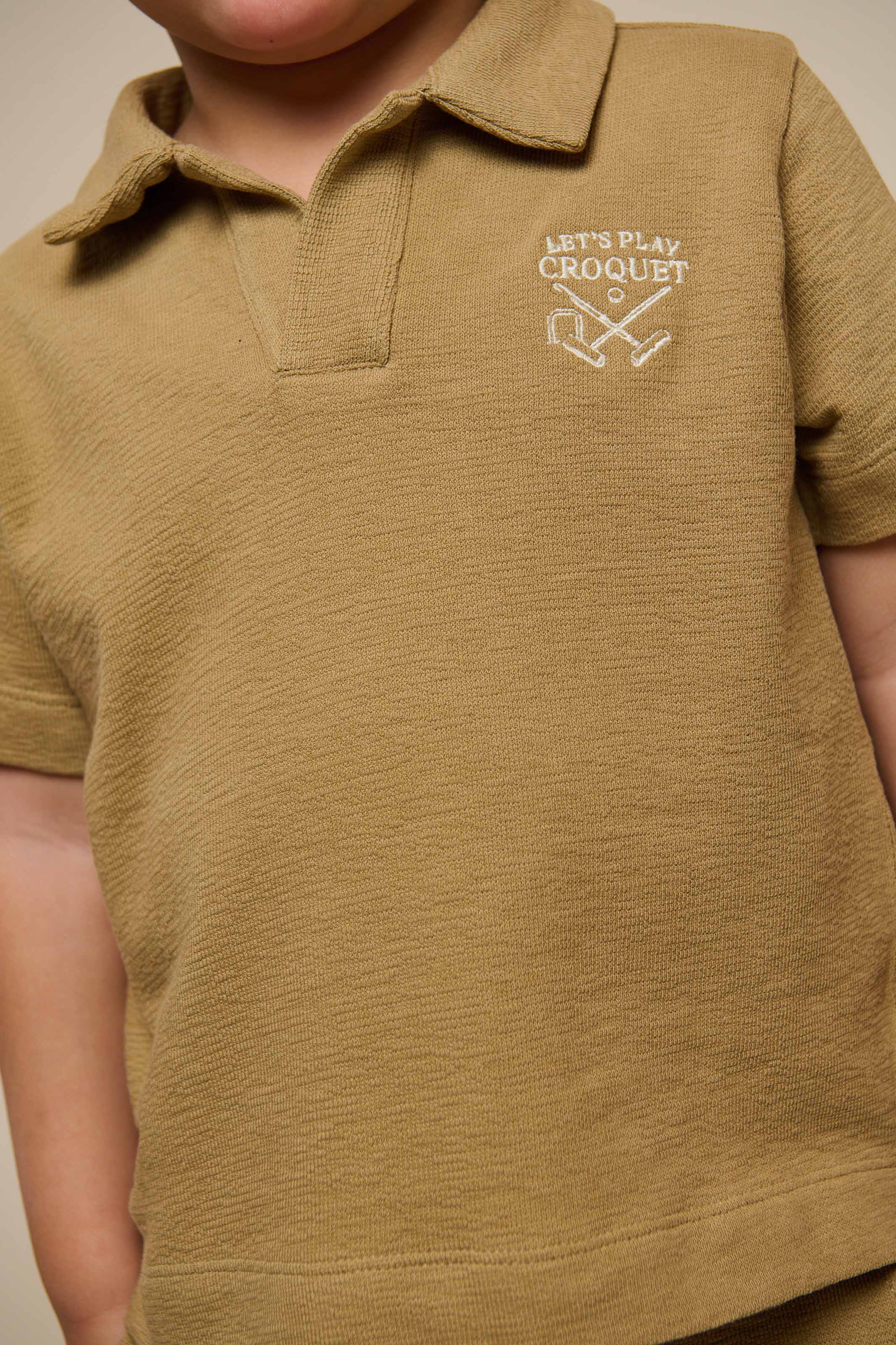 Textured Jersey Polo T-shirt - Kids - Khaki | 101217 Sonny