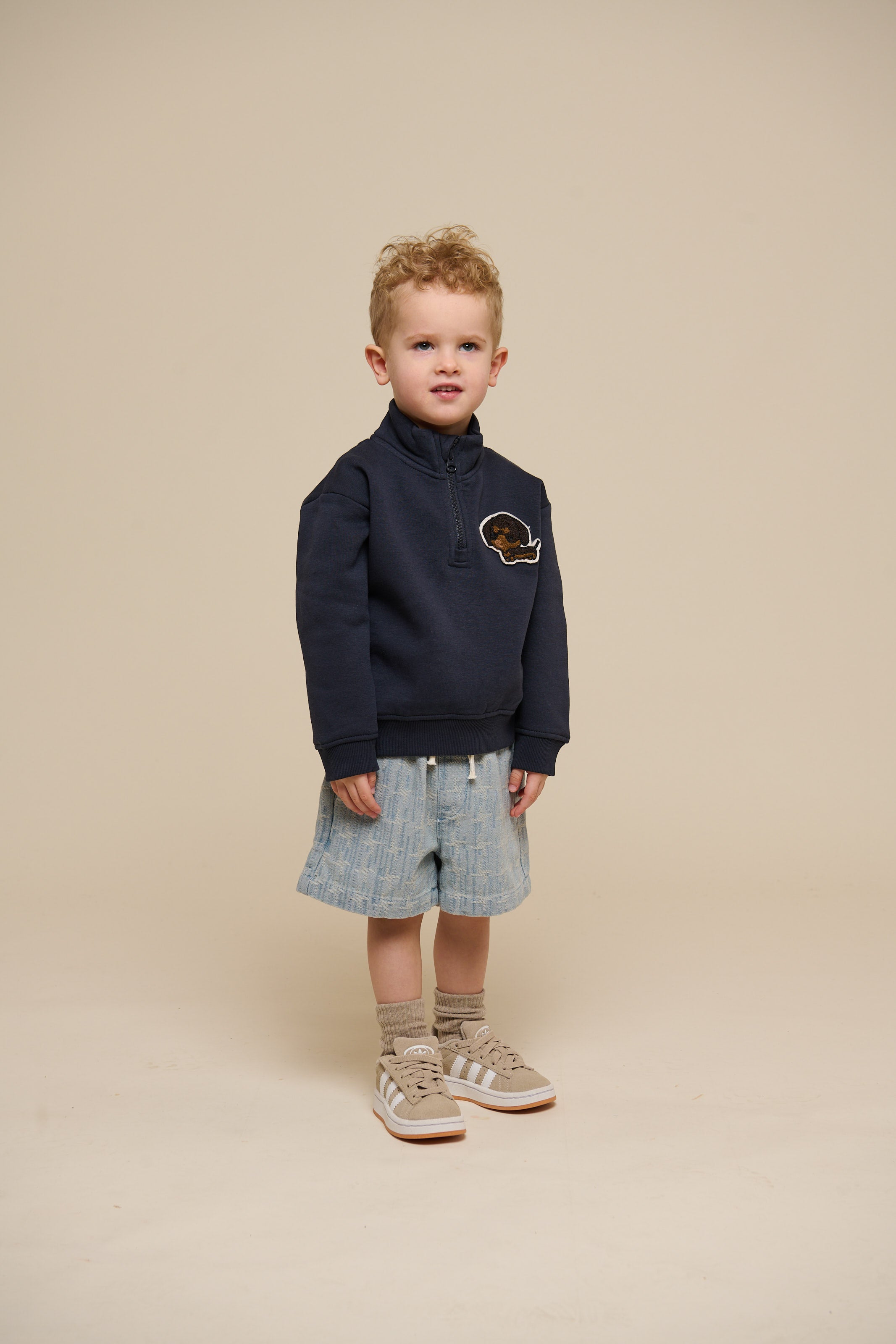 Half Zip Sweatshirt - Kids - Navy | 100806 Tristan
