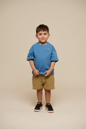 Waffle T-shirt - Kids - Dusty Blue | 101150 Evan