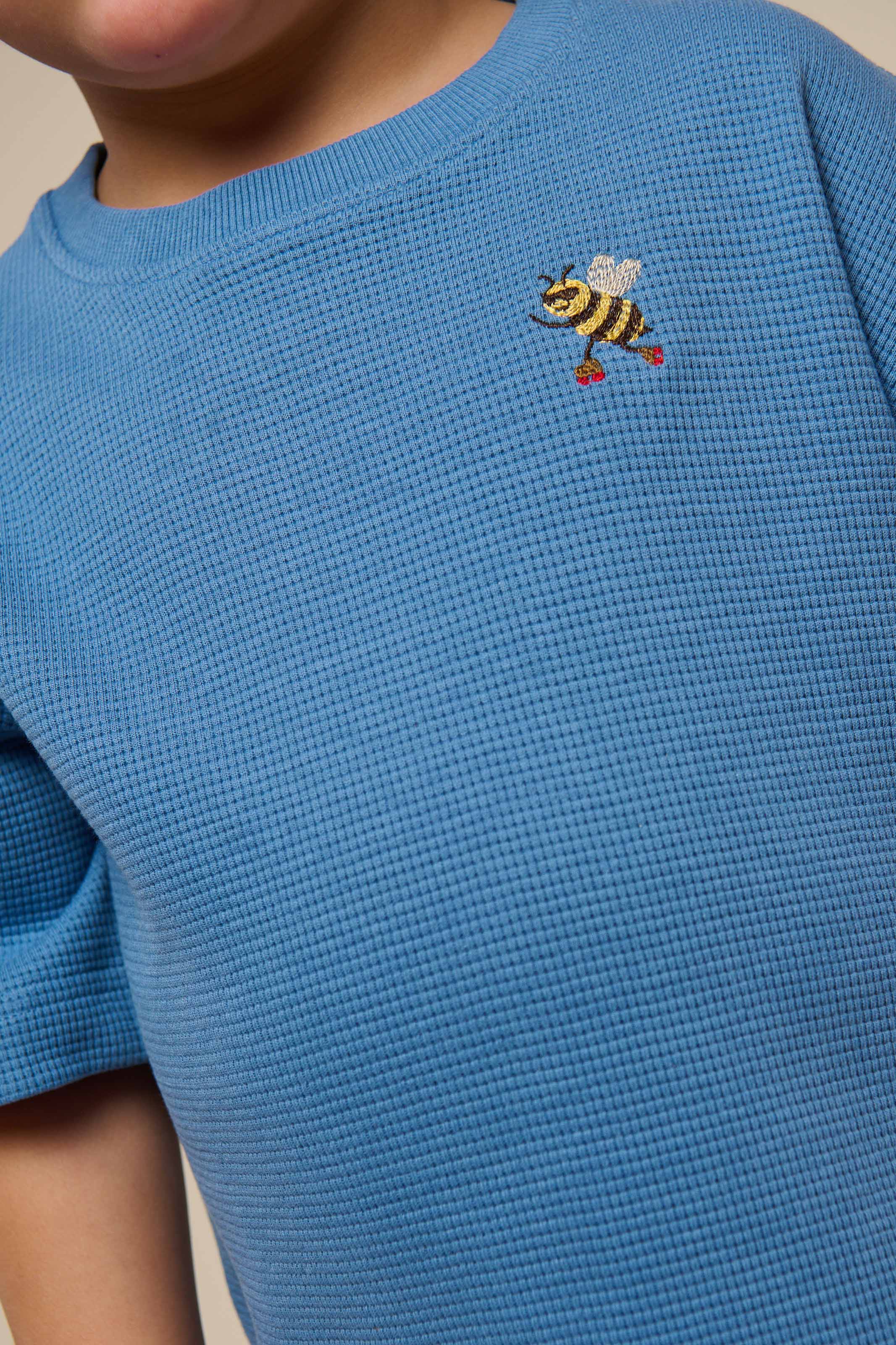 Waffle T-shirt - Kids - Dusty Blue | 101150 Evan