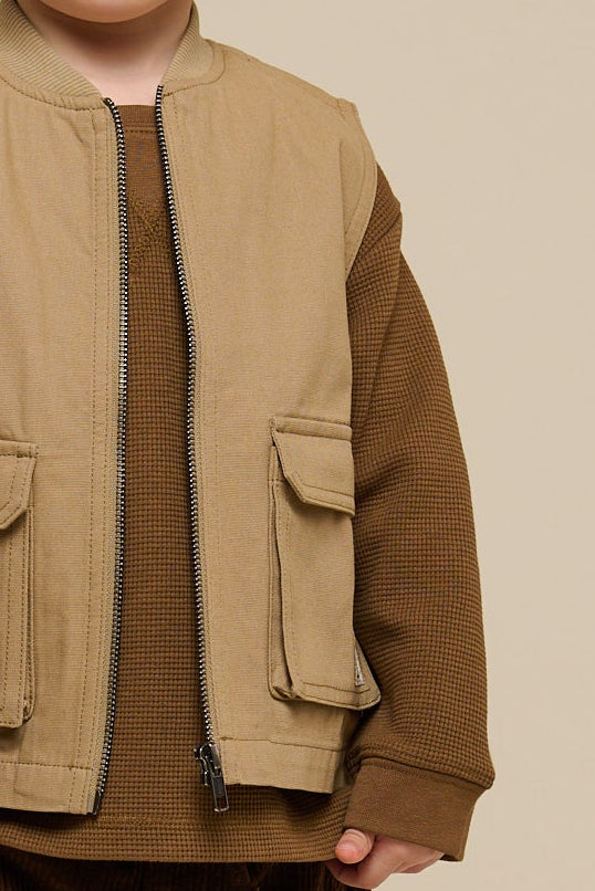 Canvas Cargo Gilet - Kids - Khaki | 101128 Isack