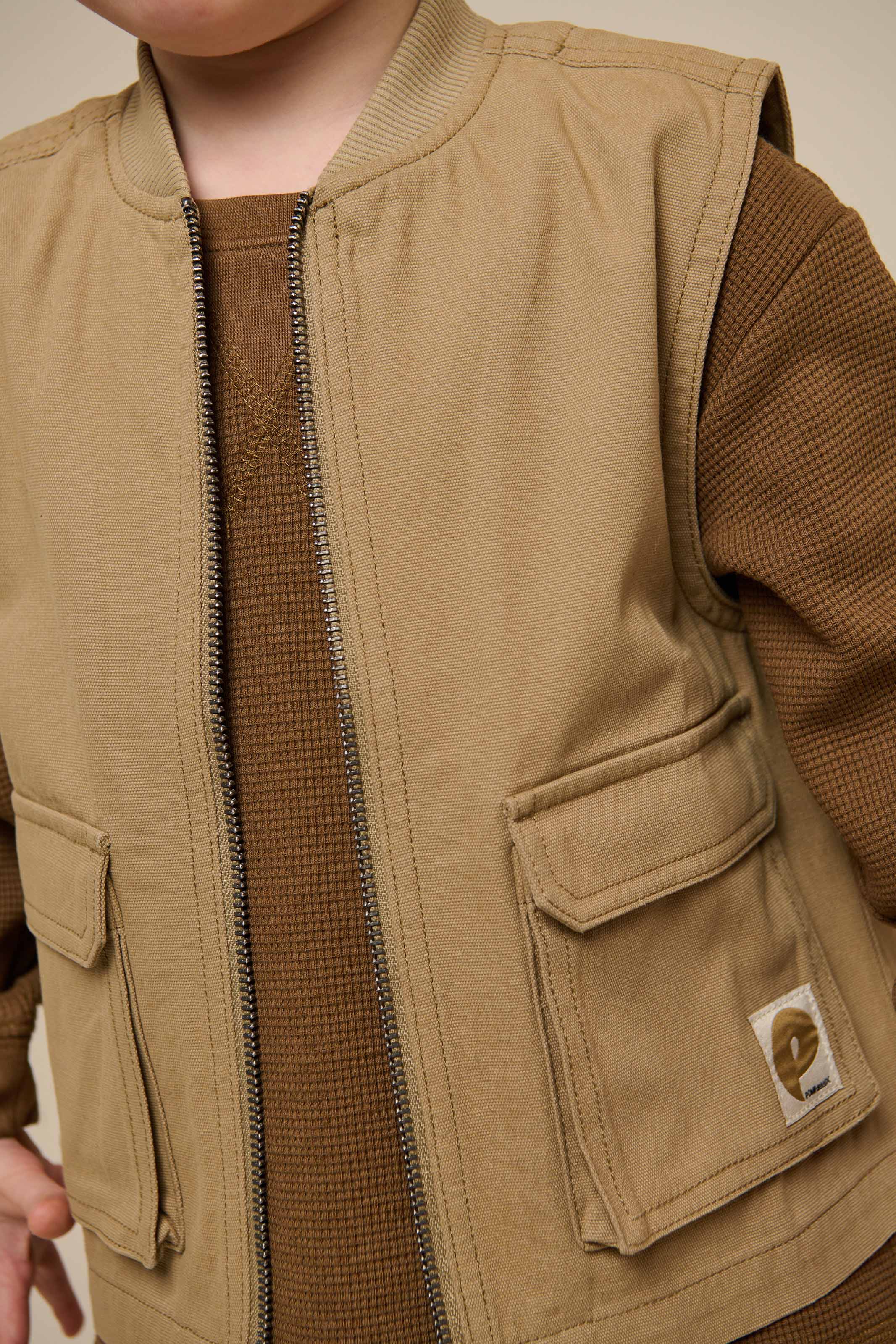 Canvas Cargo Gilet - Kids - Khaki | 101128 Isack