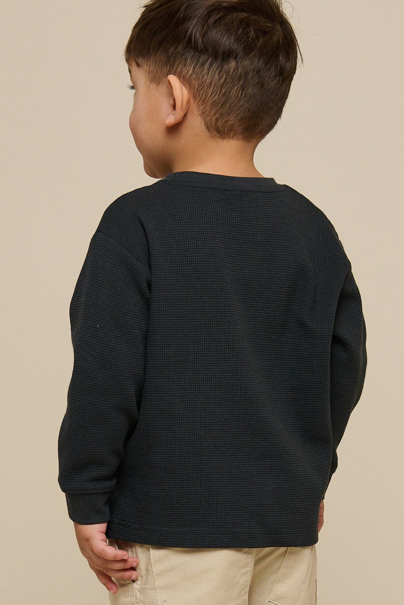 Textured Long Sleeve T-Shirt - Kids - Forest Green | 100707 Malthe