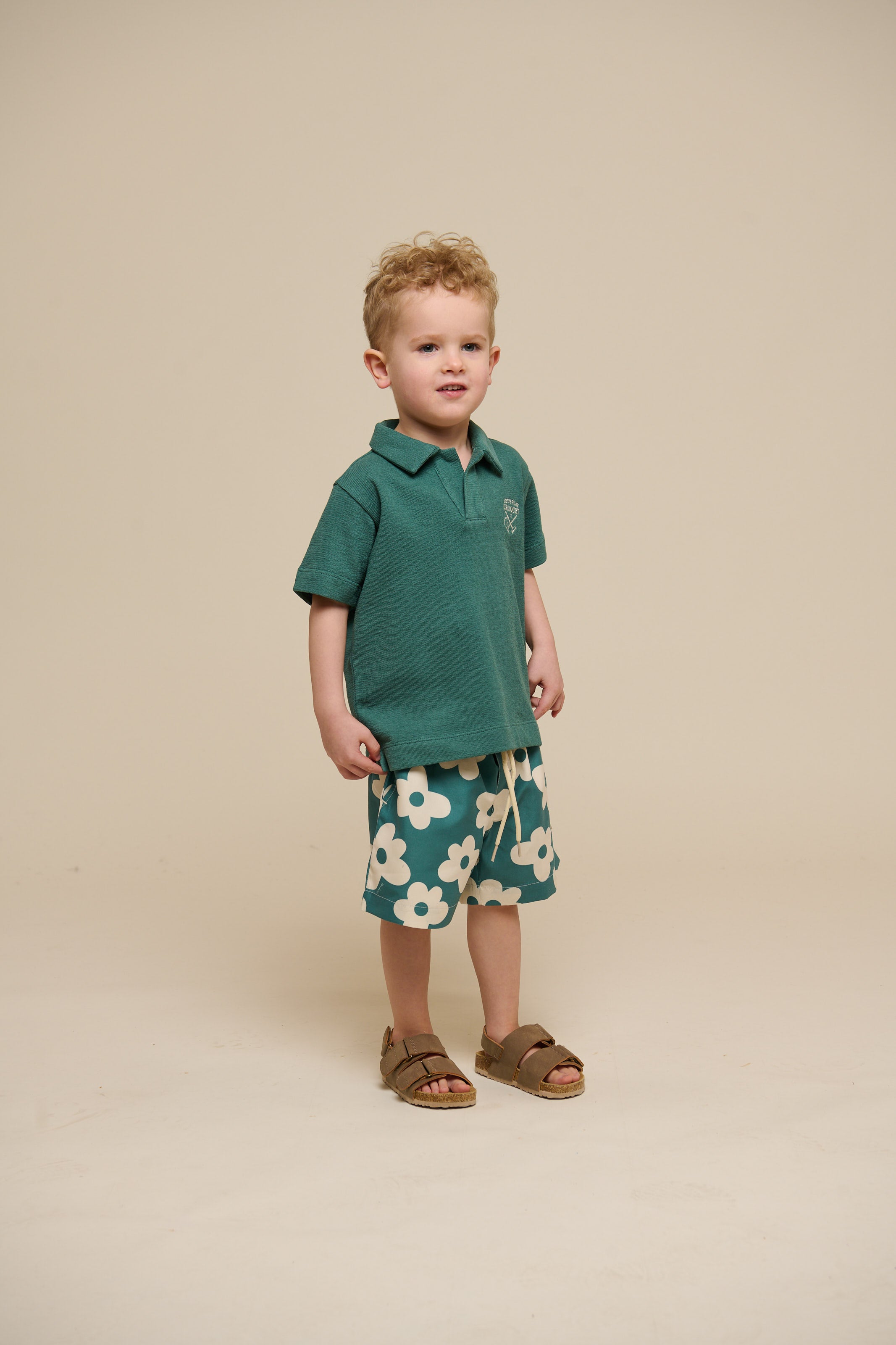 Textured Jersey Polo T-shirt - Kids - Tropical Green | 101215 Sonny