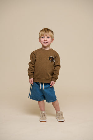Baggy Denim Shorts with Tape - Kids - Blue Denim | 101142 Callum