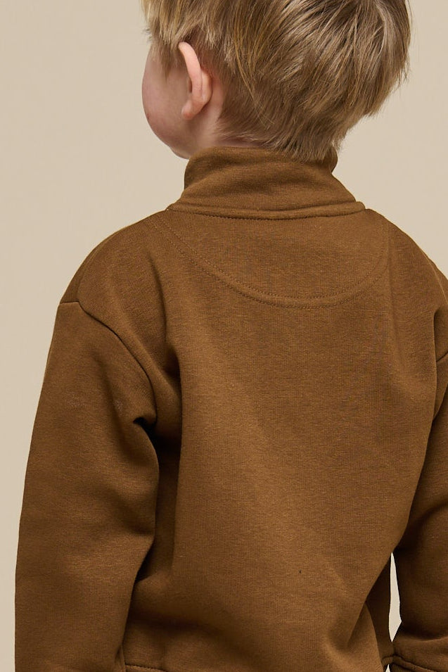 Half Zip Sweatshirt - Kids - Coffee | 100808 Tristan