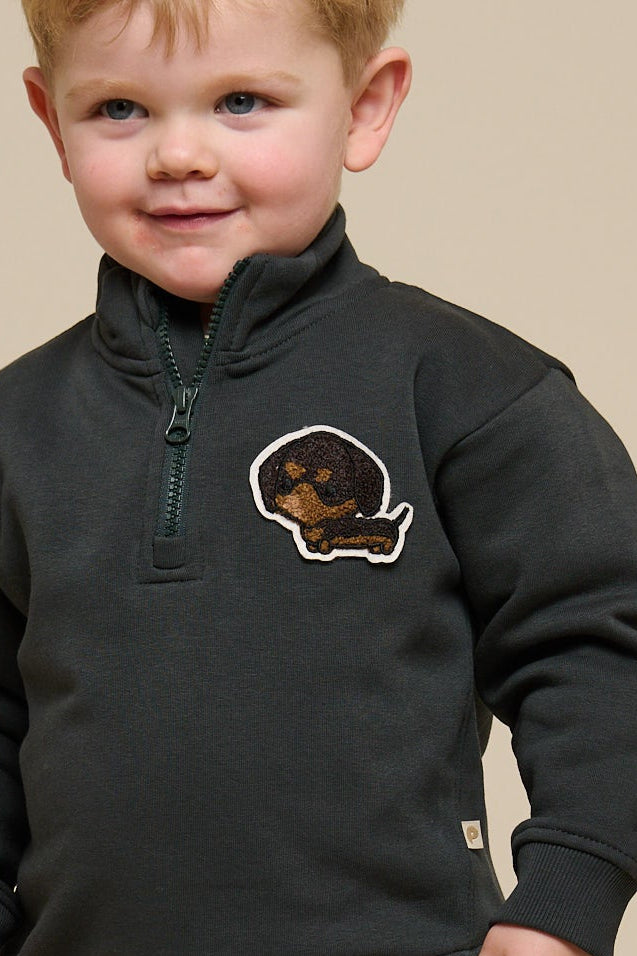 Half Zip Sweatshirt - Kids - Forest Green | 100810 Tristan