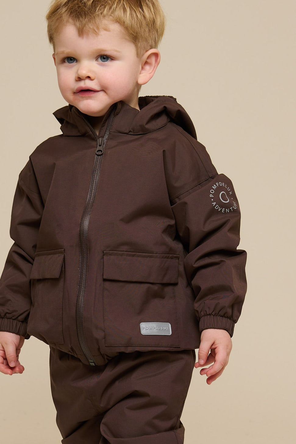 Shell Jacket with Patch Pocket - Kids - Chocolate | 100499 Luke