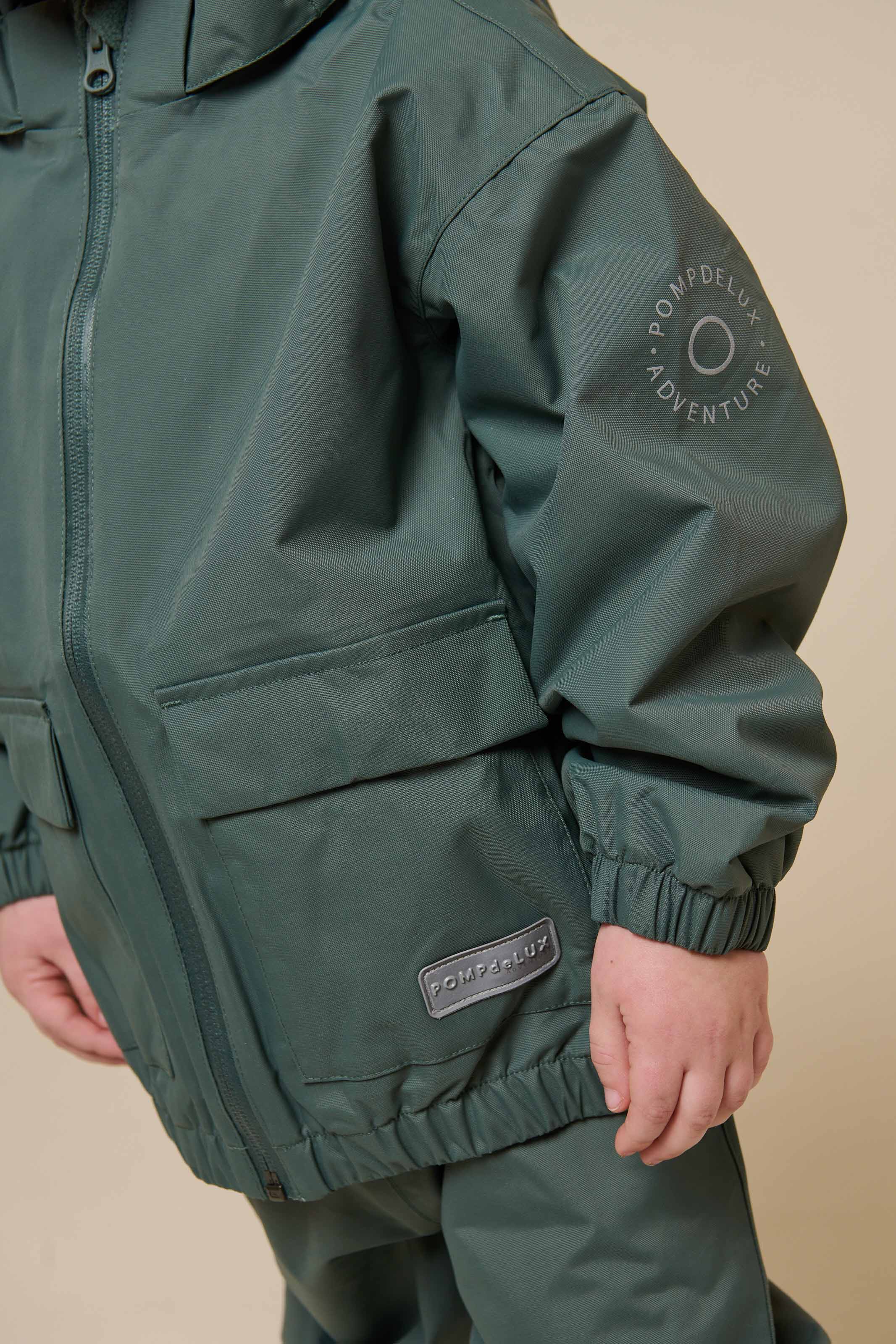 Shell Jacket with Patch Pocket - Kids - Dusty Dark Green | 100501 Luke