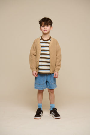 Brioche Stitch Cardigan - Tween - Beige | 101246 Clark