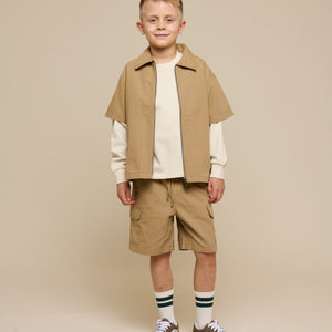 Canvas Shirt Jacket with Zipper - Tween - Khaki | 101125 Isack